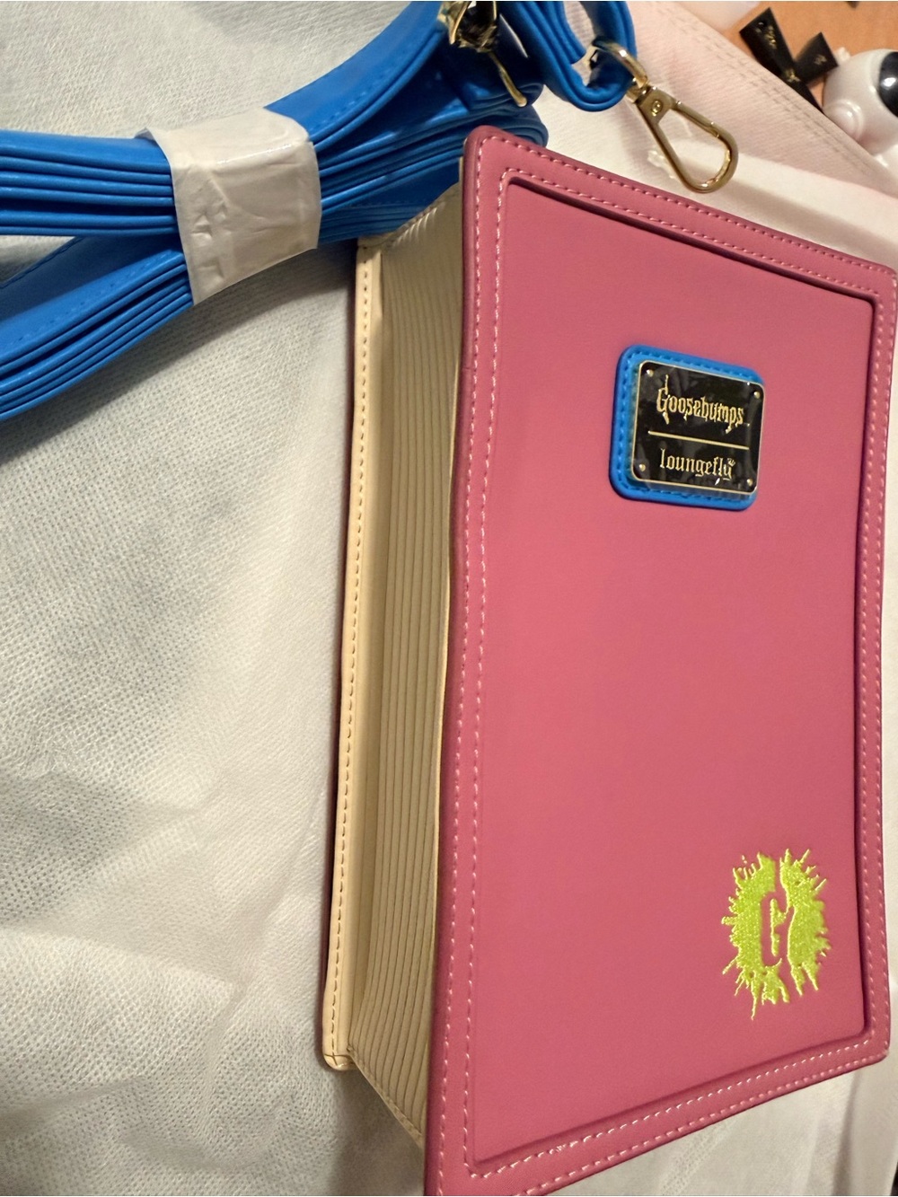 Loungefly Pink Goosebumps Novel-Style Crossbody with Blue Strap - Picture 5 of 7